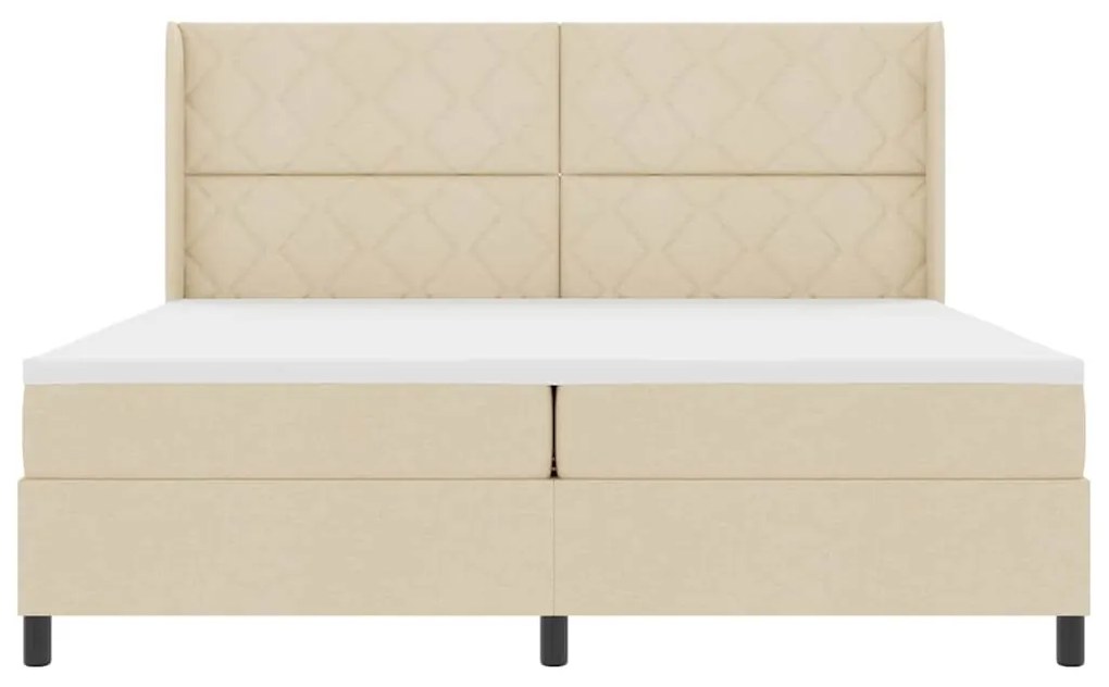 vidaXL Κρεβάτι με ελατήρια με στρώμα Κρεμ 200 x 200 cm ύφασμα