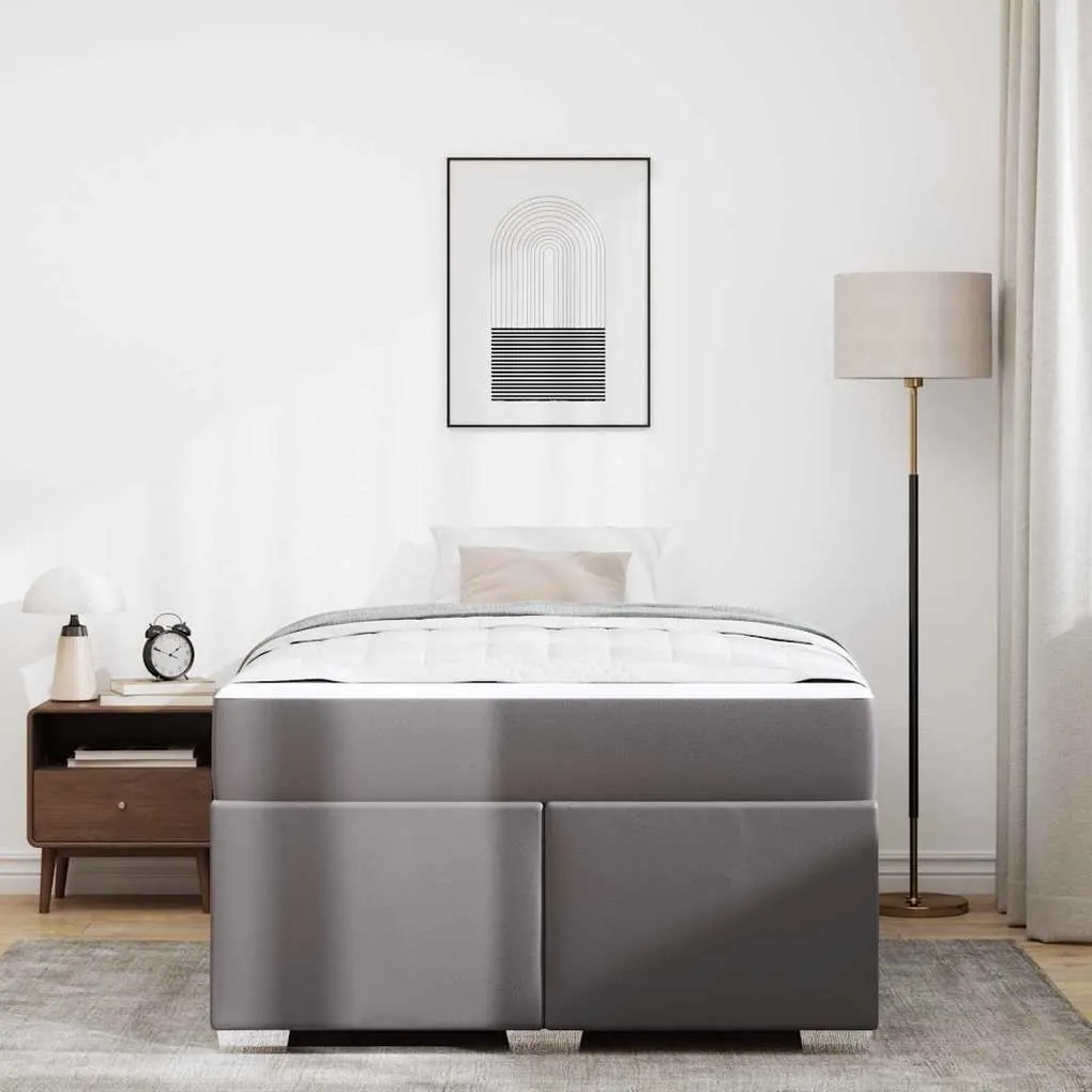vidaXL Σκελετός Κρεβατιού Γκρι 120 x 190 cm Τεχνητό δέρμα