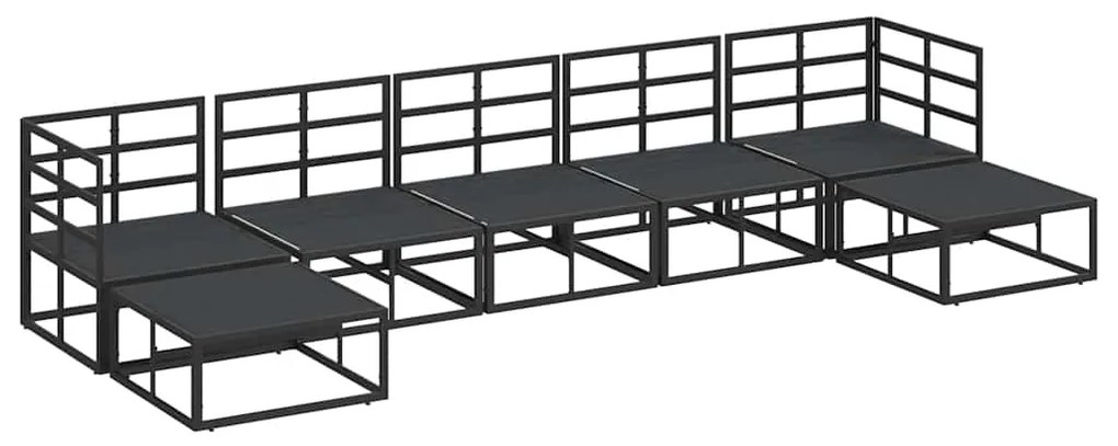 vidaXL Σετ Καναπέ Κήπου με μαξιλάρι 7 pcs Μαύρο Αλουμίνιο