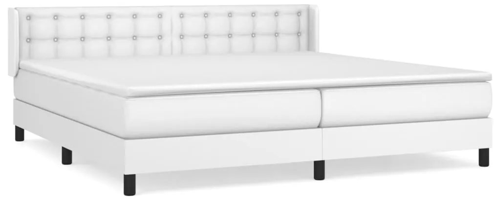 vidaXL Κρεβάτι Boxspring με Στρώμα Λευκό 200x200 εκ. Συνθετικό Δέρμα