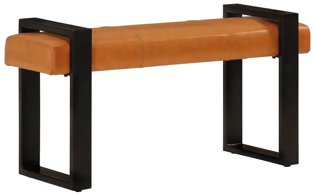 vidaXL Πάγκος Μαύρος και Καφέ 110 εκ. από Γνήσιο Δέρμα Κατσίκας