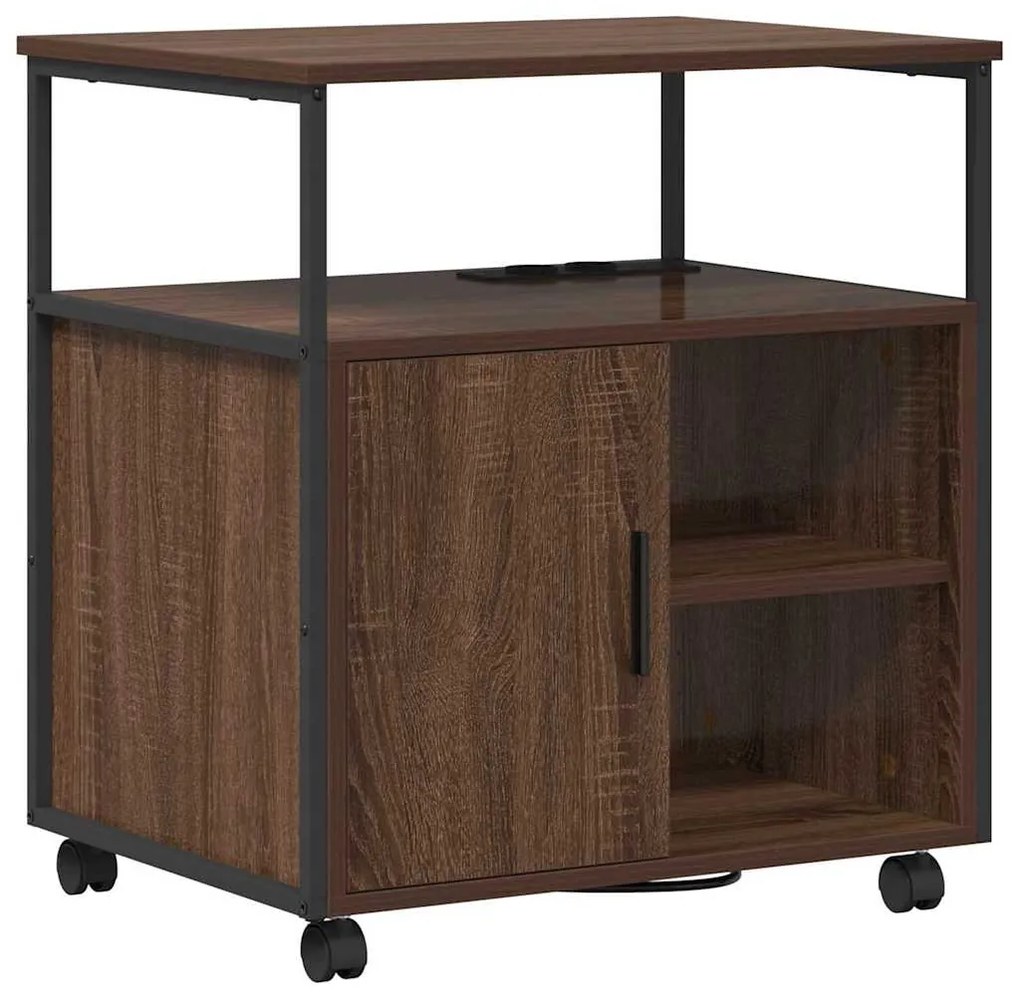 vidaXL Ντουλάπα με Σταθμό Φόρτισης Καφέ δρυς 61 x 46 x 67 εκ.