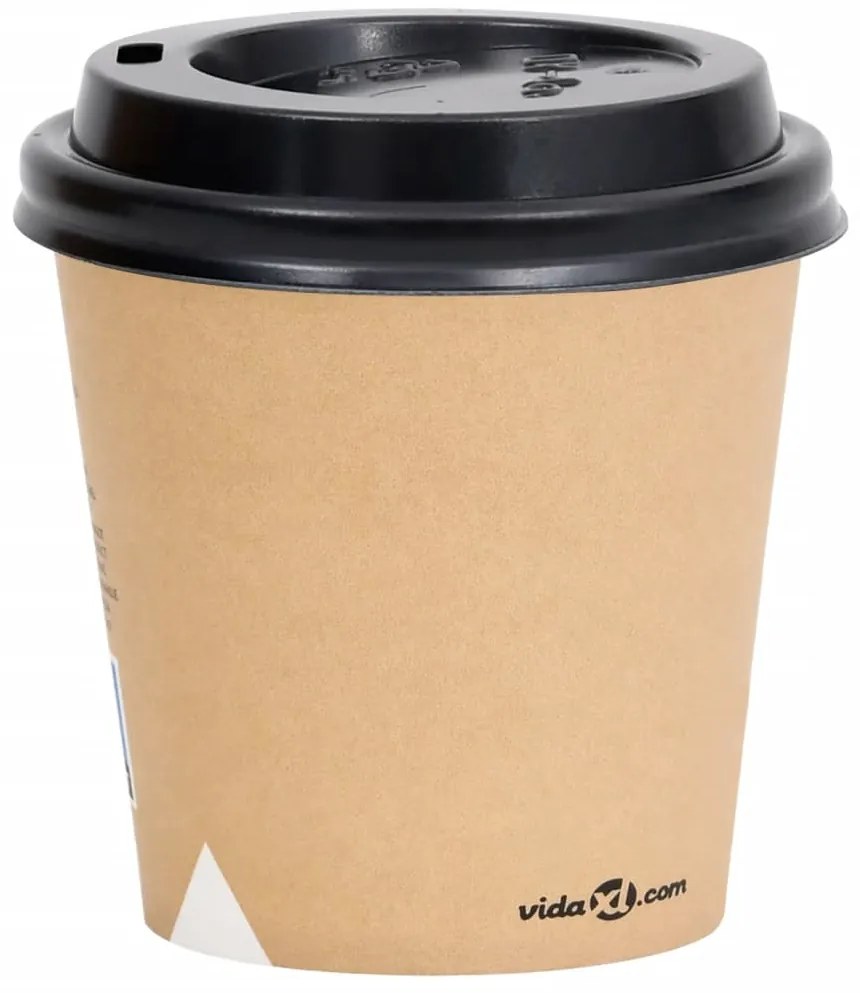 vidaXL Ποτήρια Καφέ Χάρτινα με Καπάκια 120 ml 500 Τεμάχια Καφέ