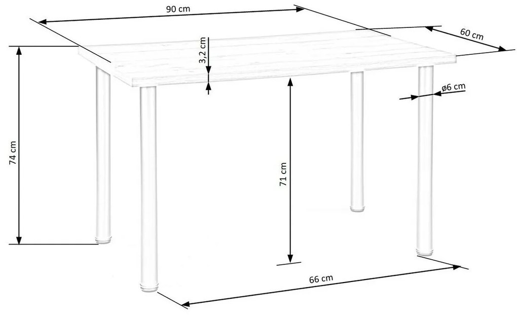 Τραπέζι Houston 1062, Wotan δρυς, Μαύρο, 74x60x90cm, 16 kg, Φυσικό ξύλο καπλαμά, Μέταλλο | Epipla1.gr