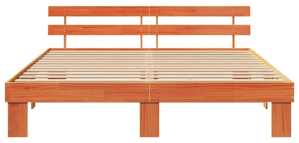 vidaXL Σκελετός Κρεβατιού Καφέ 200 x 200 cm Μασίφ ξύλο πεύκου