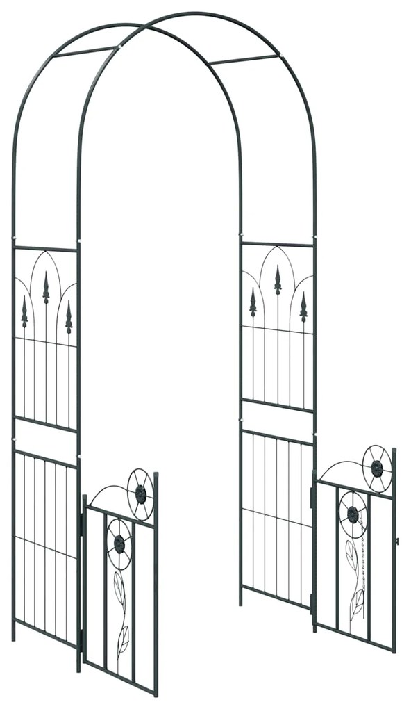 vidaXL Κήπος Αψίδα με κλειδαριά Μαύρο 102 x 50 x 218 εκ.