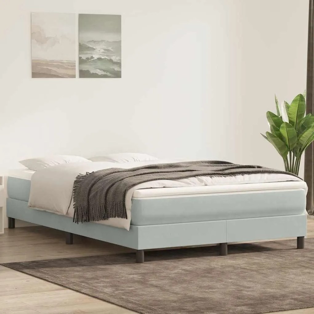 Box Spring Κρεβάτι χωρίς στρώμα ανοιχτό γκρι Βελούδινο - Γκρι