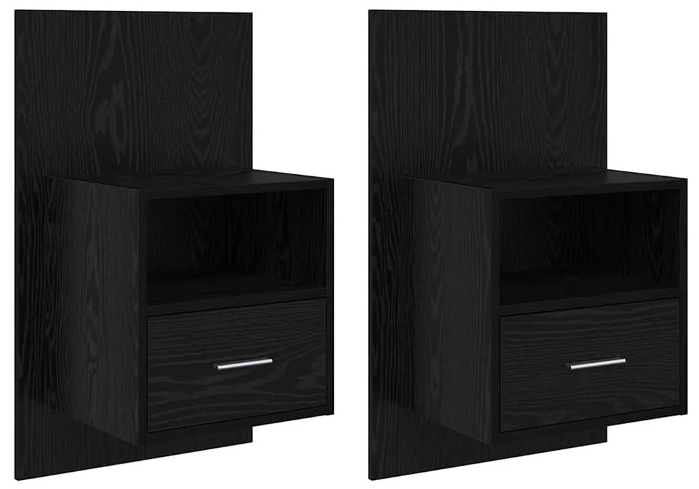 vidaXL Ντουλάπι κρεβατιού 2 pcs Μαύρη δρυς 48.5 x 32.5 x 80 εκ