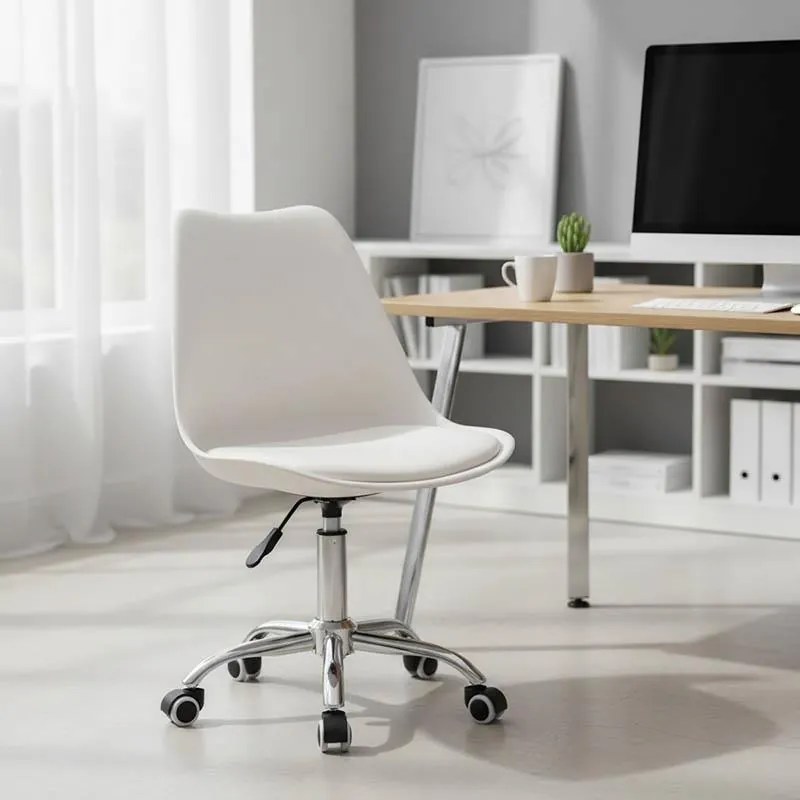 Καρέκλα γραφείου εργασίας Gaston II PP-PU λευκό 48x57x90 εκ.