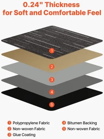 VEVOR Carpet Tiles Reusable 610x610 mm, 24 PCS Modular Carpet Square Rug, Commercial Floor Soft Padded for Seamless Cover 8.9㎡, Easy DIY Replacement for Living Room Bedroom Office Indoor, Gray