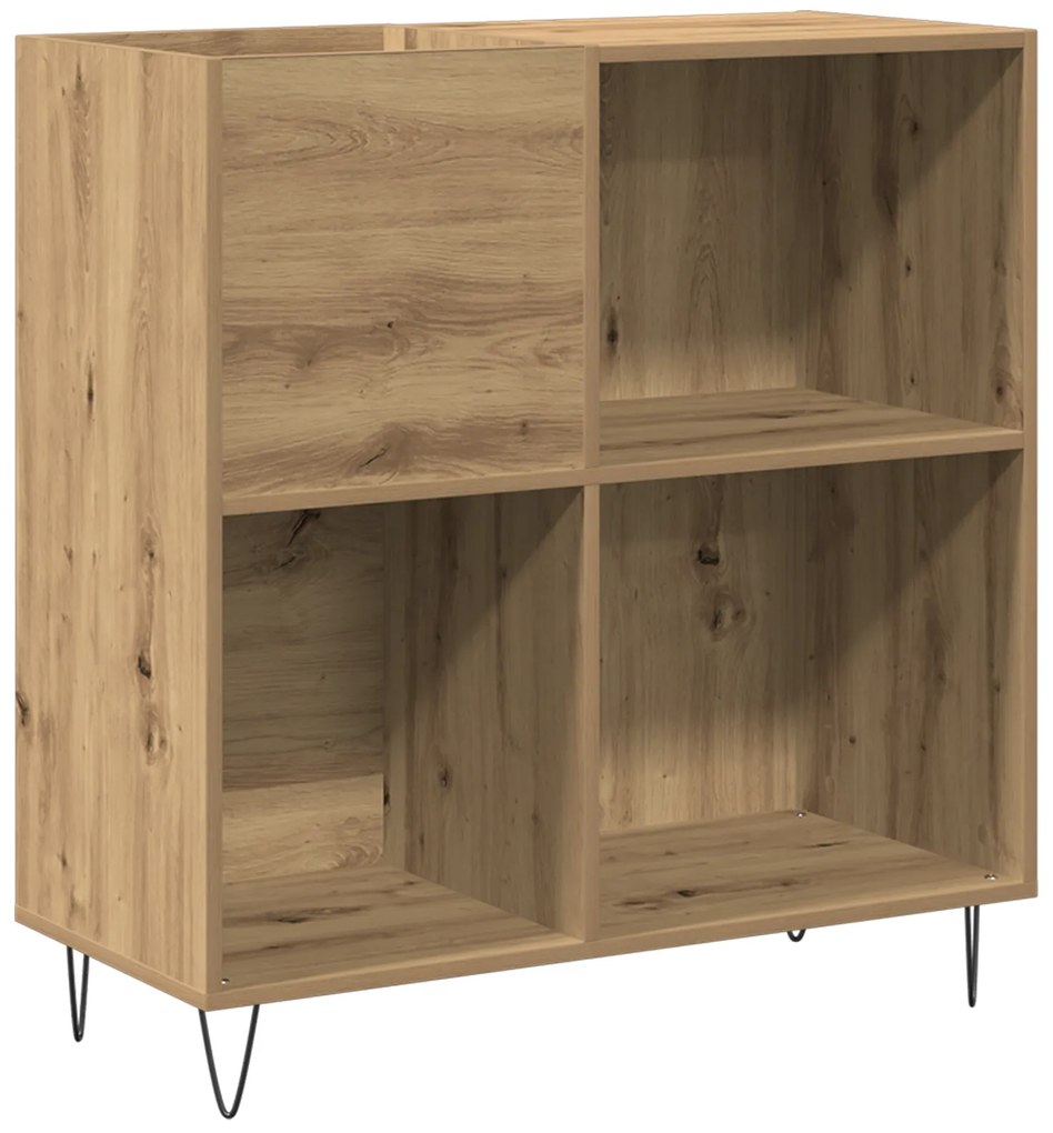 vidaXL Κιβώτιο Δίσκων Μαύρο Δρυς 84,5x38x89 εκ Κατασκευασμένο Ξύλο