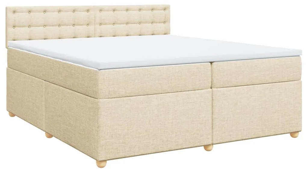 vidaXL Κρεβάτι Boxspring με Στρώμα Κρεμ 200x200 εκ. Υφασμάτινο