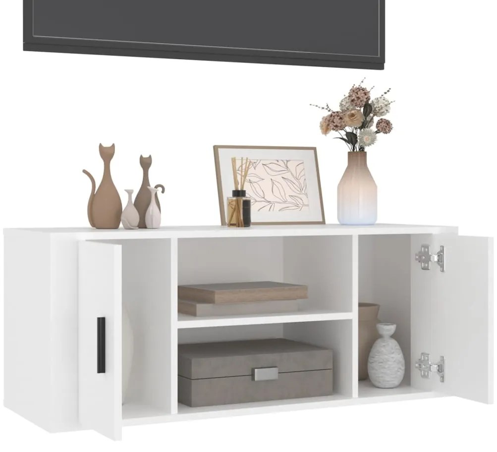 vidaXL Έπιπλο Τηλεόρασης Λευκό 100 x 35 x 40 εκ. Επεξ. Ξύλο