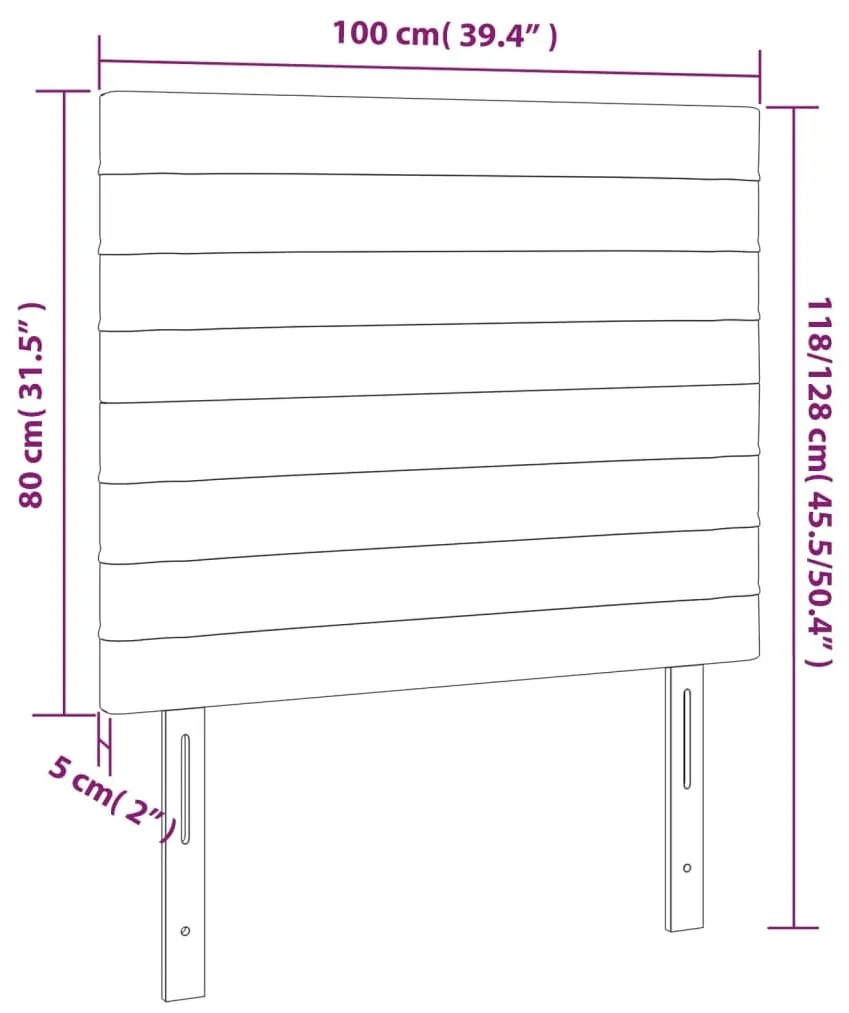 vidaXL Κεφαλάρι Κρεβατιού LED Σκούρο Γκρι 100x5x118/128εκ. Υφασμάτινο