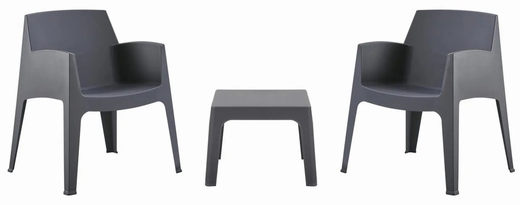 Σετ κήπου SLEEK C21267.10 Πολυπροπυλένιου Γκρί με Τραπεζάκι και 2 Πολυθρόνες 57x56x82.5 εκ.