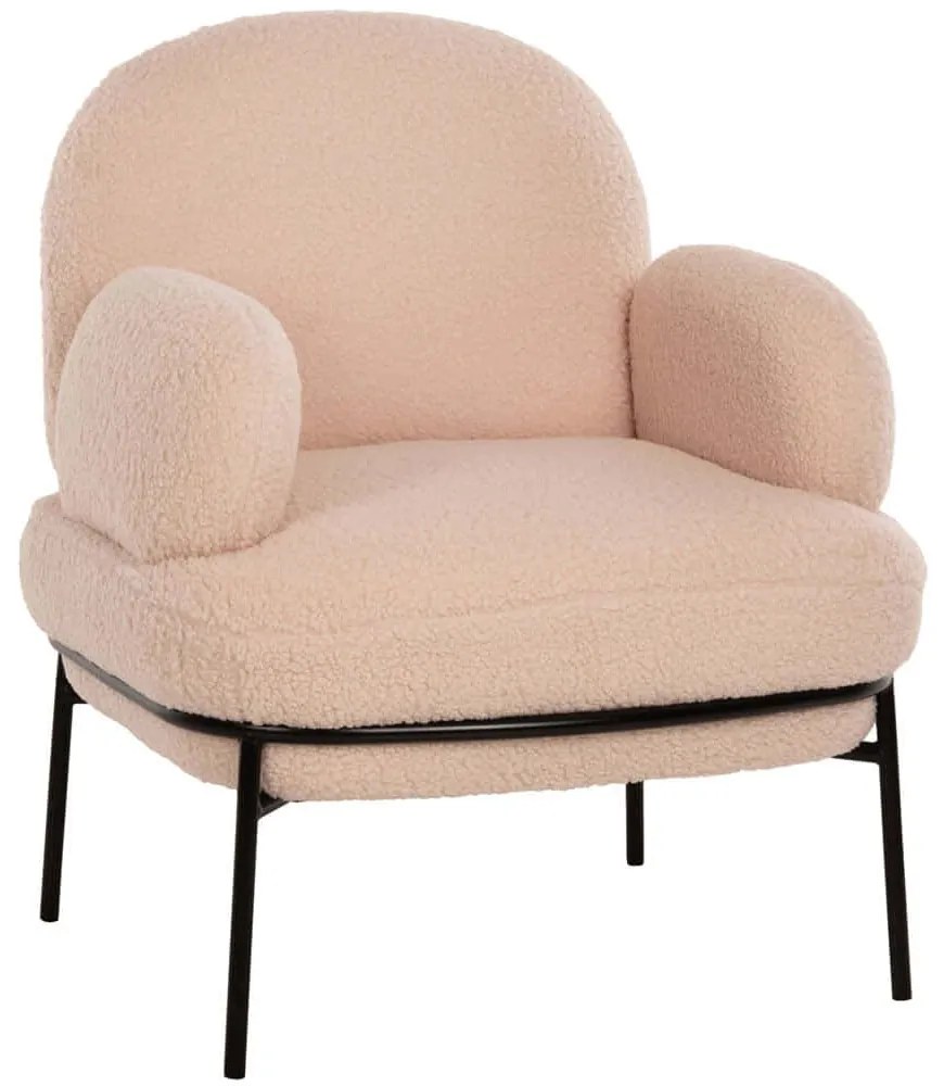 Πολυθρόνα Agnes HM9525.20 74x71x83cm Με Μεταλλικά Πόδια &amp; Ύφασμα Μπουκλέ Ecru