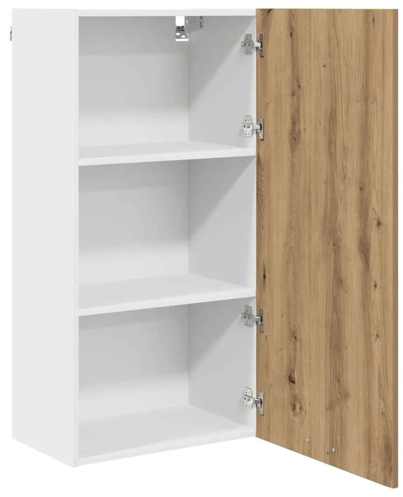 vidaXL Κρεμαστό ντουλάπι Χειροποίητη Δρυς και Λευκό 50 x 31 x 100 εκ.