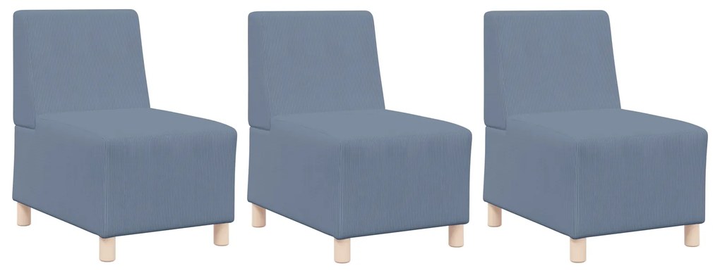vidaXL Μοναδικός Καναπές χωρίς Χερούλια 3 pcs Μπλε 55 x 74 x 82 εκ.