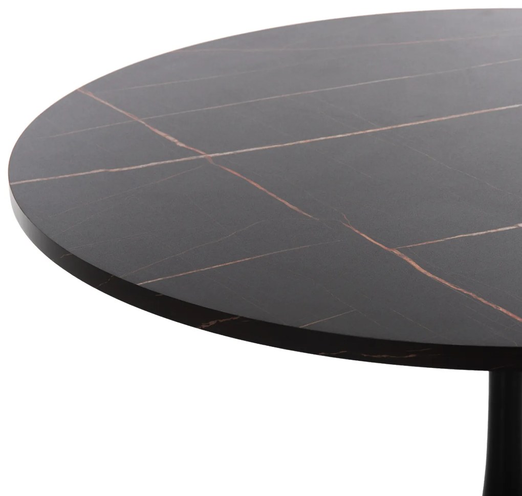 ΤΡΑΠΕΖΙ ΤΡΑΠΕΖΑΡΙΑΣ  ΣΤΡΟΓΓΥΛΟ BLACK MARBLE HM9422.02 Φ120x74Yεκ. - 0615138 - HM9422.02