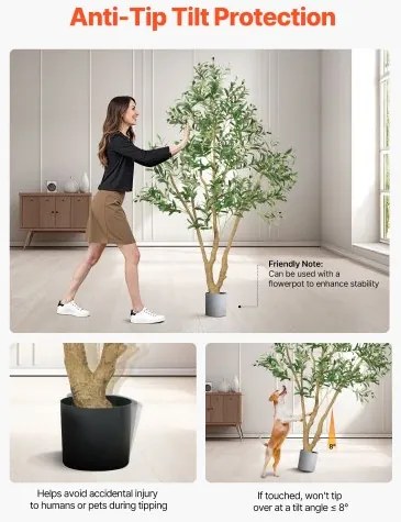 VEVOR 180cm Artificial Olive Tree Tall Fake Plant with Pot for Home Office
