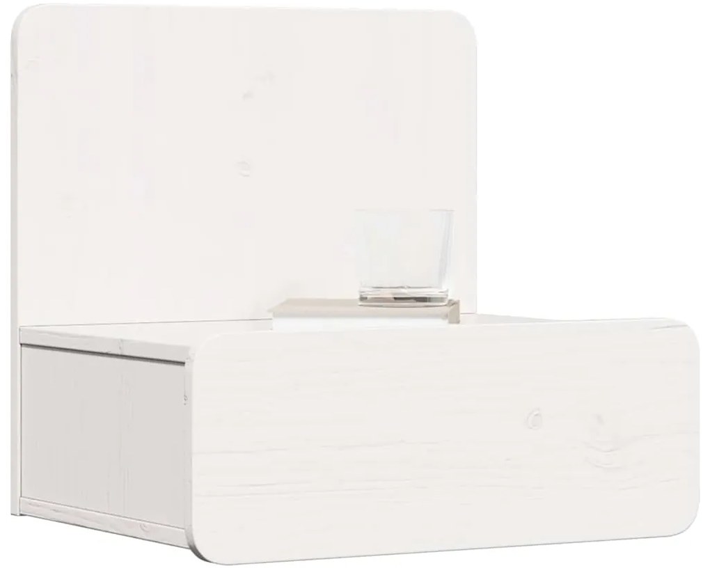 vidaXL Κομοδίνο με συρτάρι Λευκό 44 x 32.5 x 40 εκ. Μασίφ ξύλο πεύκου