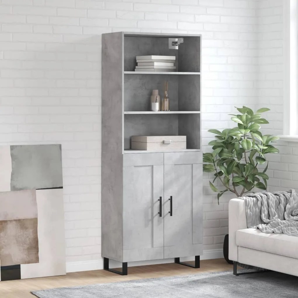 vidaXL Ντουλάπι Γκρι Σκυροδέματος 69,5x34x180 εκ. Επεξεργασμένο Ξύλο