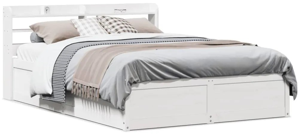 vidaXL Πλαίσιο Κρεβατιού Κεφαλάρι Λευκό 150x200εκ Μασίφ Πεύκο