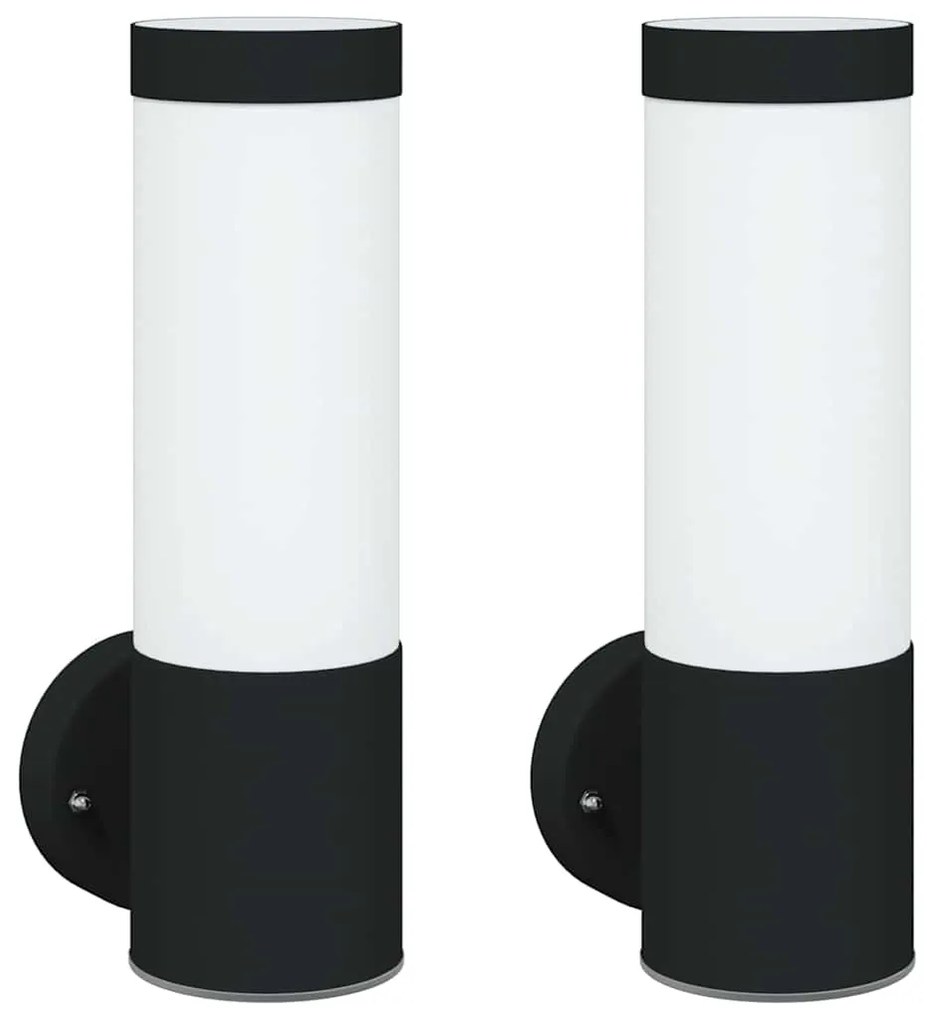 vidaXL Εξωτερικά Φωτιστικά Τοίχου 2 pcs Μαύρο 12 x 7.5 x 27 εκ