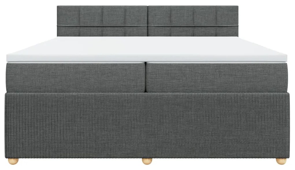 Κρεβάτι Boxspring με Στρώμα Σκούρο Γκρι 200x200 εκ. Υφασμάτινο - Γκρι