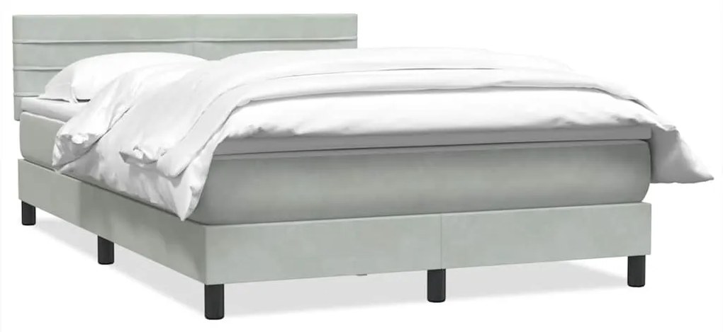 vidaXL Κρεβάτι Boxspring με Στρώμα Ανοιχτό Γκρι 140x220 εκ. Βελούδινο