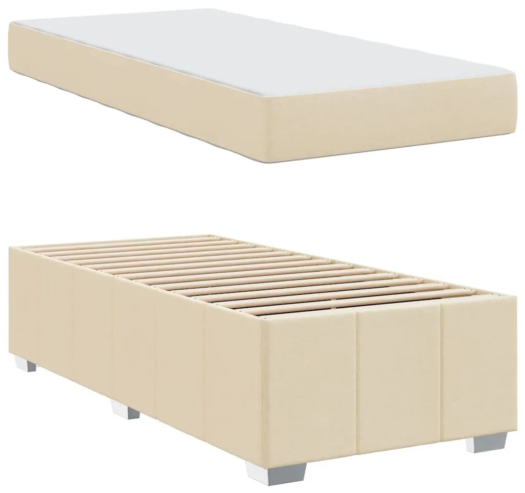 vidaXL Σκελετός Κρεβατιού Κρεμ 90 x 190 cm ύφασμα