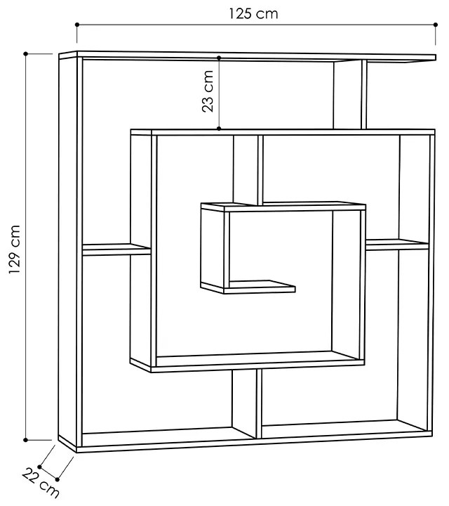 Βιβλιοθήκη μελαμίνης Dedalo Megapap χρώμα λευκό 125x22x129εκ. - GP037-0022,2 - GP037-0022,2