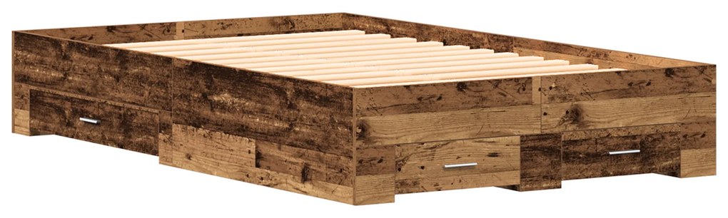 vidaXL Κρεβάτι με Συρτάρια Παλιό Ξύλο 120x200 εκ. Επεξεργασμένο Ξύλο