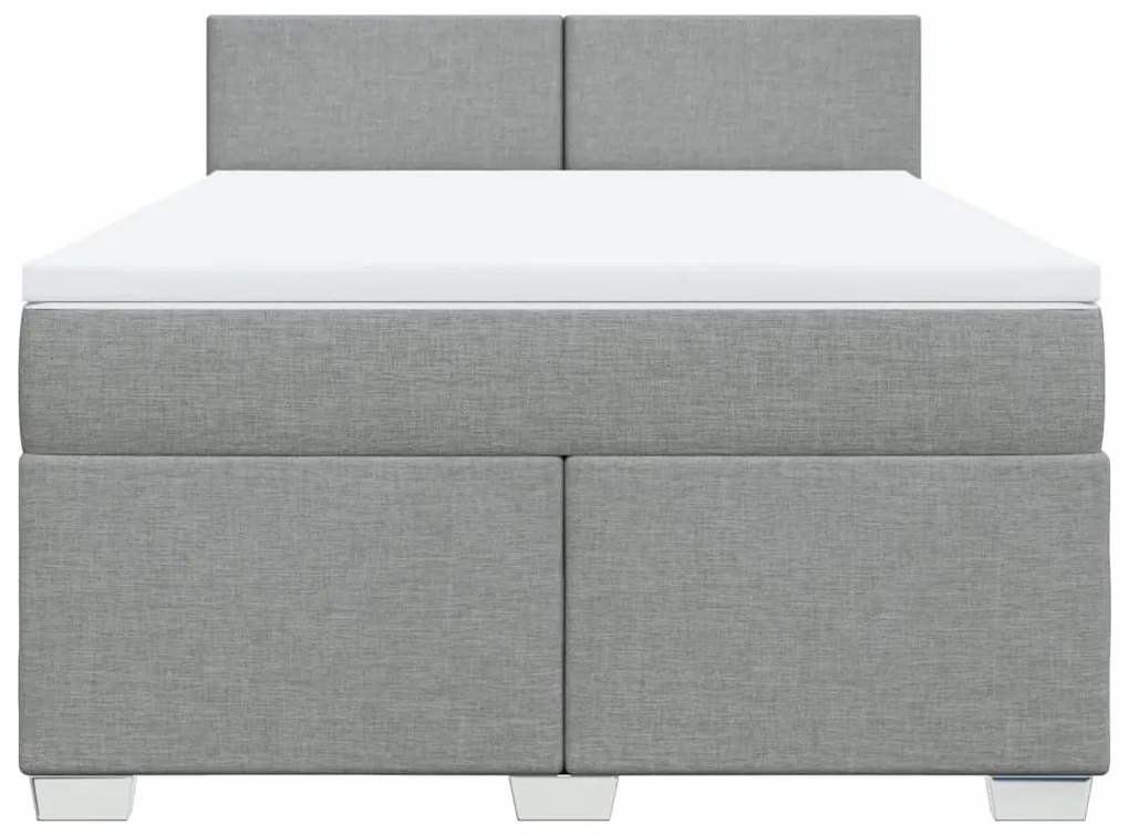 vidaXL Κρεβάτι Boxspring με Στρώμα Ανοιχτό Γκρι 140x200 εκ. Υφασμάτινο