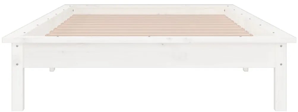 vidaXL Πλαίσιο Κρεβατιού LED Λευκό 75x190 εκ. Μικρό Μονό Μασίφ Ξύλο