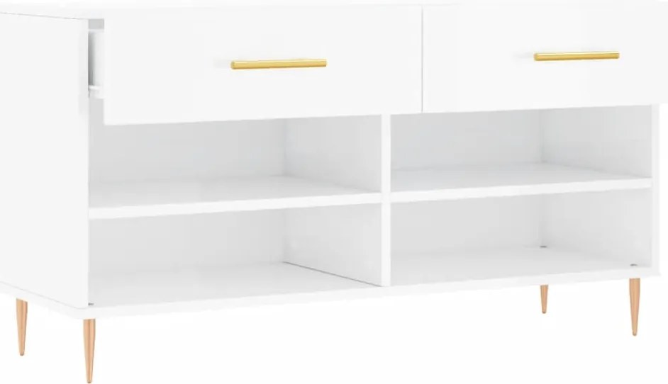 vidaXL Παπουτσοθήκη Γυαλιστερό Λευκό 102x35x55 εκ. Επεξεργασμένο Ξύλο