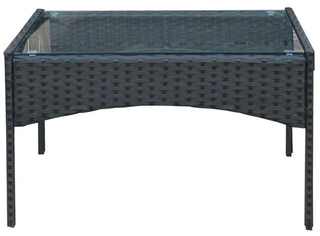 Σαλόνι κήπου Calmness σετ 4τμχ rattan μαύρο-ύφασμα γκρι 104x55.5x79 εκ.