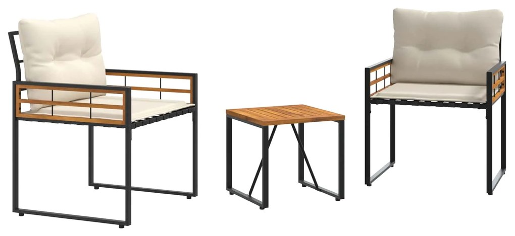 vidaXL Σετ Εξωτερικών Επίπλων με μαξιλάρι 3 pcs Κρεμ
