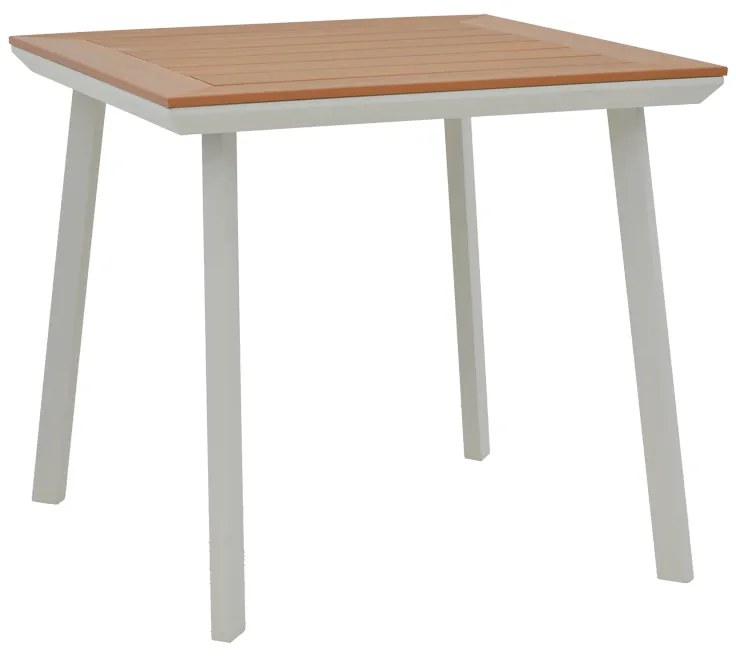 Τραπέζι Trust pakoworld αλουμίνιο λευκό-plywood φυσικό 80x80x74εκ
