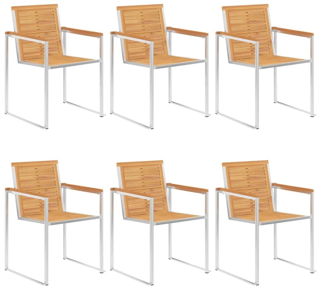 vidaXL Καρέκλες Κήπου 6 τεμ. από Μασίφ Ξύλο Teak με Μαξιλάρια