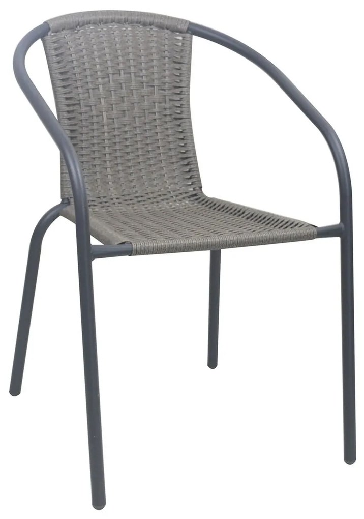 Πολυθρόνα BALENO-W Στοιβαζόμενη Ανθρακί/Γκρι Wicker/Μέταλλο 52x60x72cm