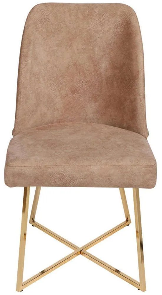 Καρέκλα Madrid (Σετ 4Τμχ) 974NMB1217 50x49x90cm Brown-Gold Metal, Fabric, Technoderma