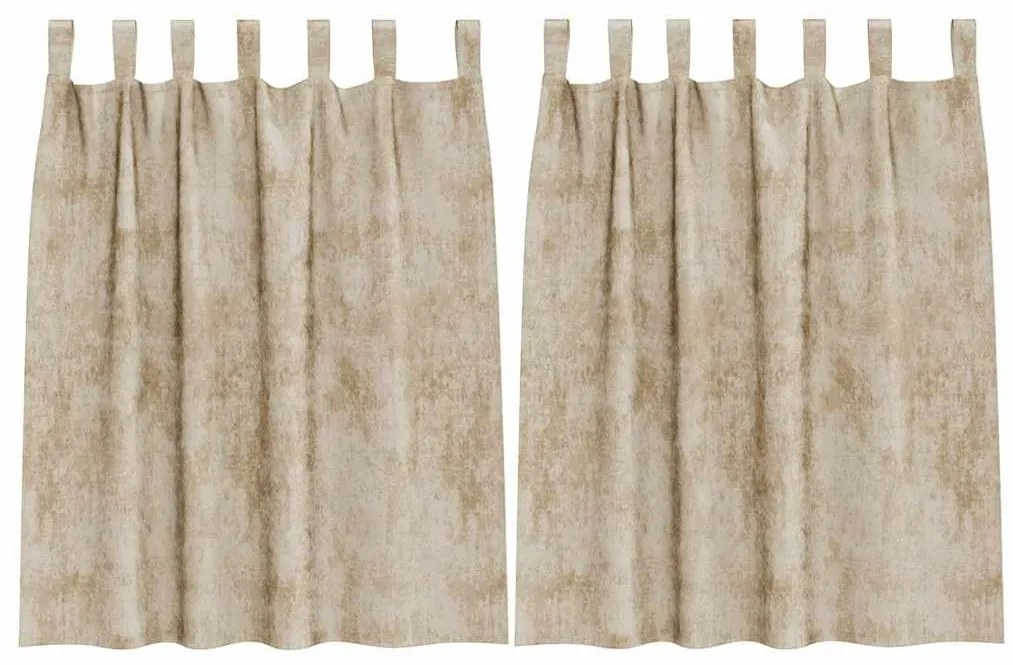 vidaXL Κουρτίνα με κουρτίνες 2 pcs Κρεμ 140 x 140 cm Βελούδο