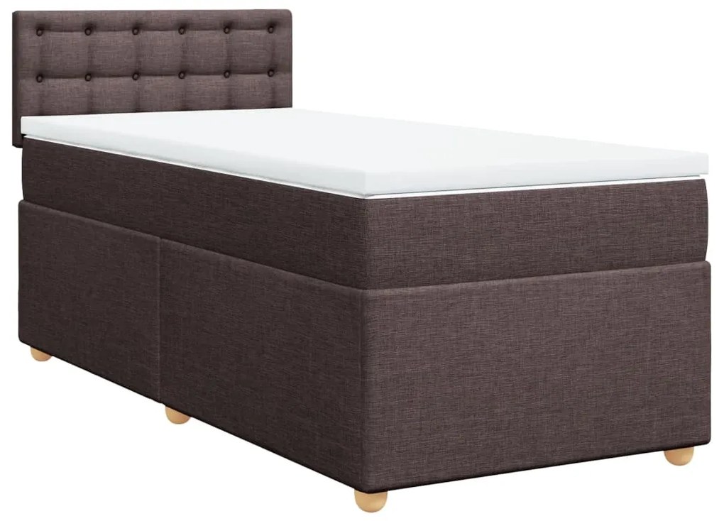 vidaXL Κρεβάτι Boxspring με Στρώμα Σκούρο Καφέ 80x200 εκ. Υφασμάτινο