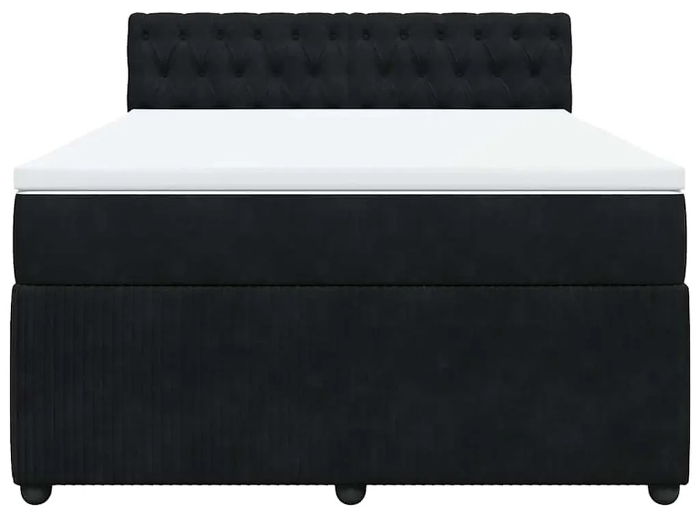 vidaXL Κρεβάτι Boxspring με Στρώμα Μαύρο 160x200 εκ. Βελούδινο