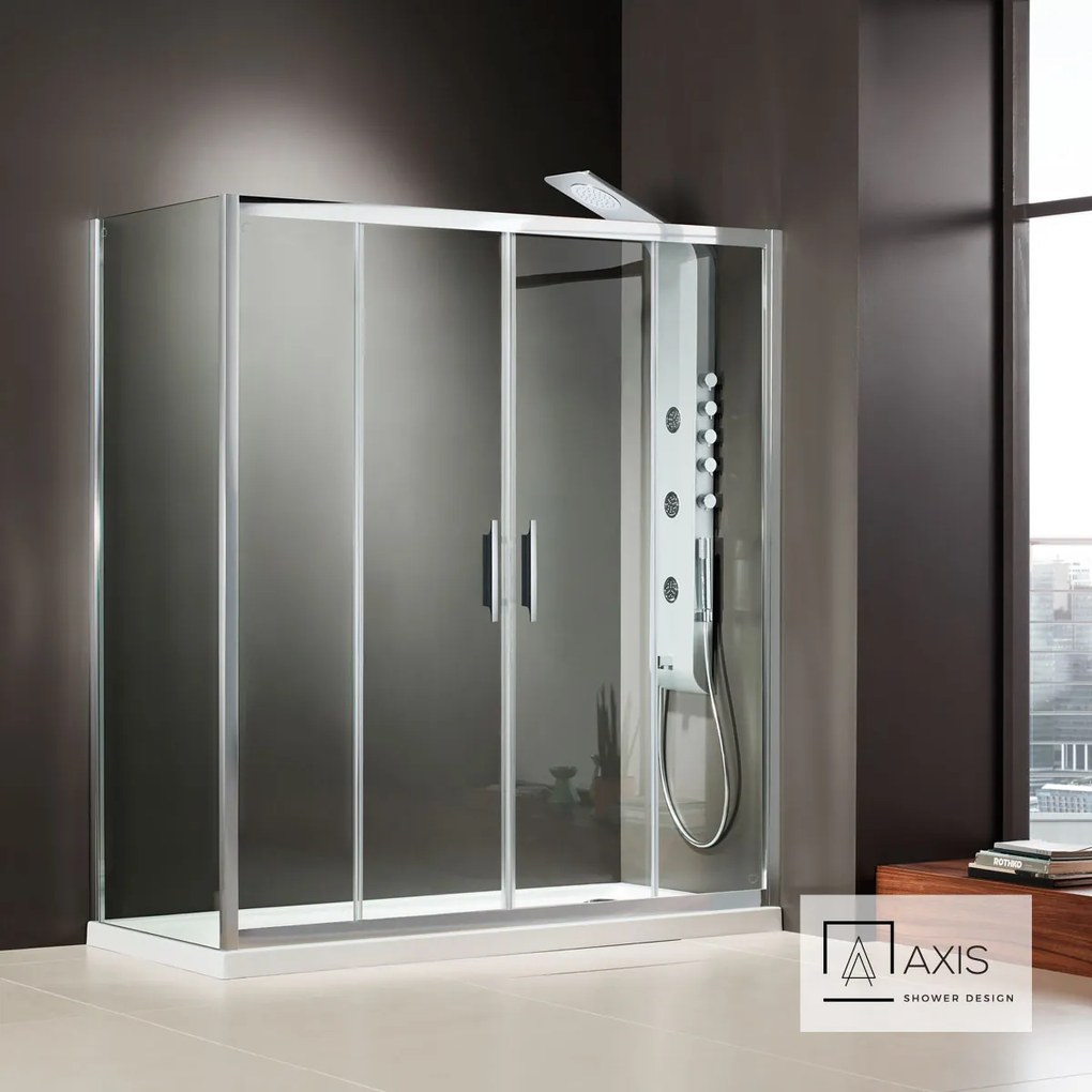 Συρόμενη διπλή πόρτα καμπίνας ντουζιέρας AXIS 170 ύψους 185εκ. ρυθμιζόμενη από 167 έως 171εκ. Clean Glass Chrome SL2X170C-100