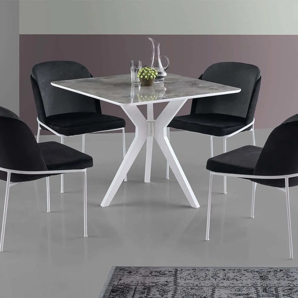Τραπέζι Kare Ares 974NMB1526 87x87x75cm White-Grey Πλαστικό,Mdf