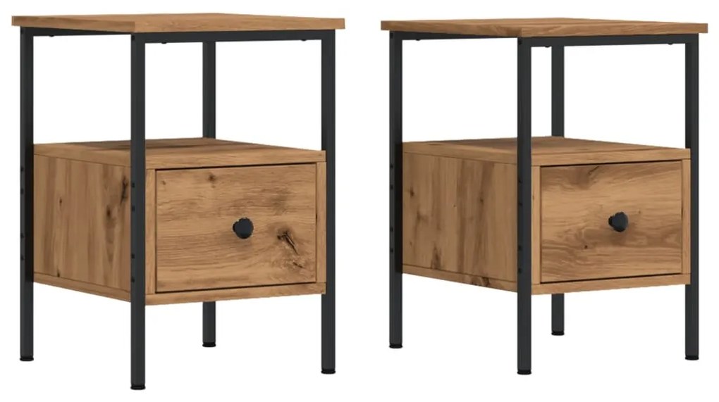 vidaXL Κομοδίνα 2 τεμάχια Artisan Oak 34x36x50 cm Κατασκευασμένο ξύλο