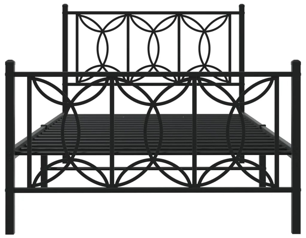 vidaXL Πλαίσιο Κρεβατιού με Κεφαλάρι&Ποδαρικό Μαύρο 100x200εκ. Μέταλλο