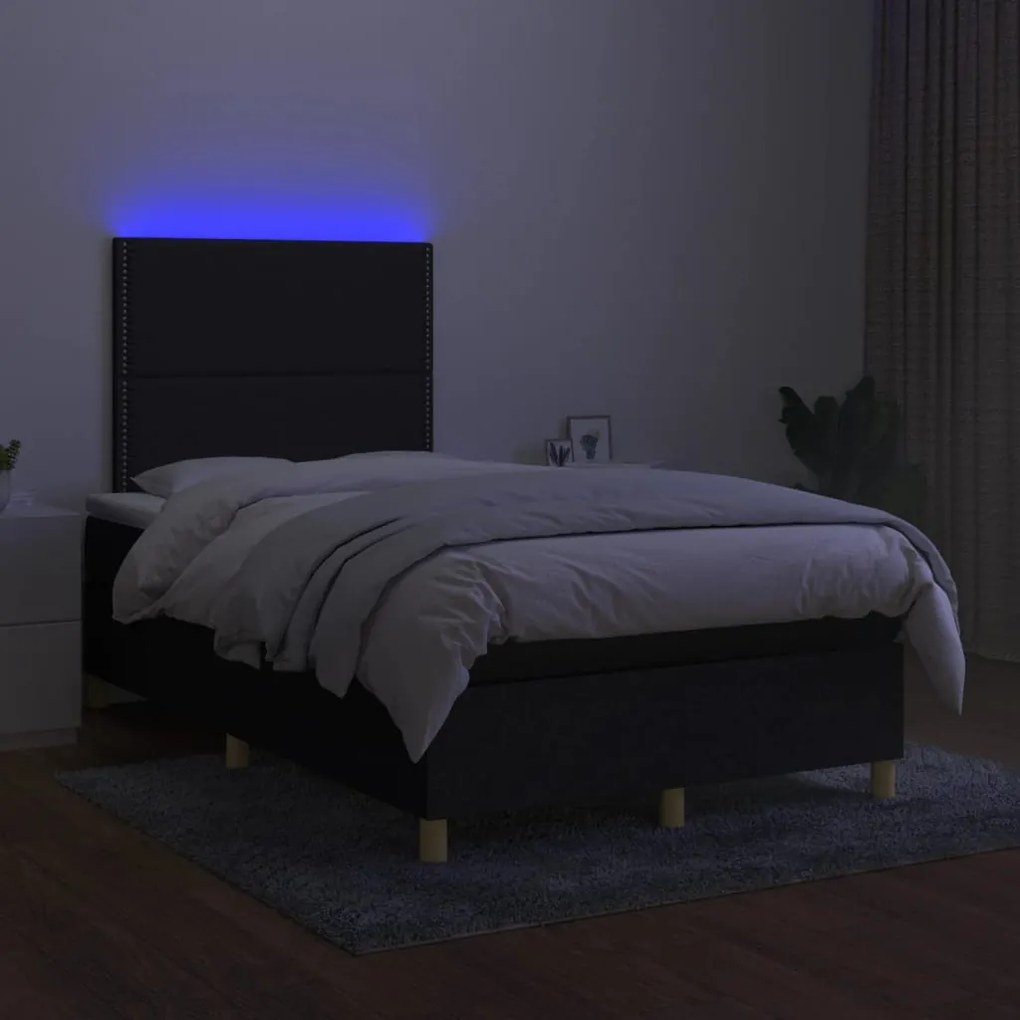 ΚΡΕΒΑΤΙ BOXSPRING ΜΕ ΣΤΡΩΜΑ &amp; LED ΜΑΥΡΟ 120X190 ΕΚ. ΥΦΑΣΜΑΤΙΝΟ 3270241